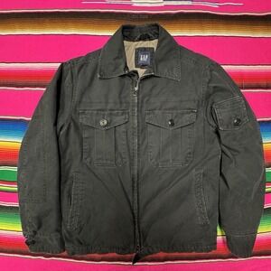 Vintage GAP Jacket Men's Small Black Chore Barn‎ Rugged Thick Quilted Field